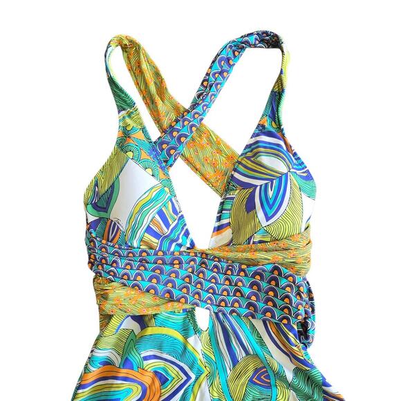 Trina Turk Amazonia Indigo One-Piece Swimsuit Size: 6 - Picture 3 of 7